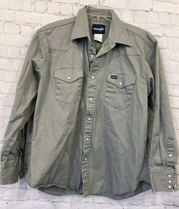 Camisa occidental Wrangler para hombre XL perla frontal a presión gris bolsillos manga larga algodón - Imagen 1 de 9