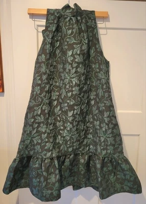 Mini Vestido Scoop NYC Jacquard Swing Negro y Verde, XS (0-2) Foto 1 de 4