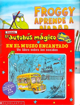 LOT OF 2 KIDS BOOKS IN SPANISH: El Autobus Magico Museo & Froggy Aprende a Nadar - Image 1 of 4