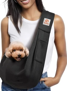 Bandolera reversible negra a cuadros para perros pequeños - correa ajustable y bolsillo con cremallera - Imagen 1 de 5
