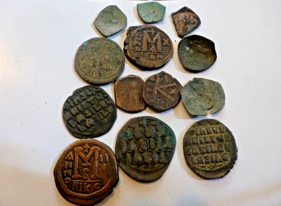 13 Genuine Ancient Byzantine Coins - for research & id up to VF condition REF13 - Image 1 of 4