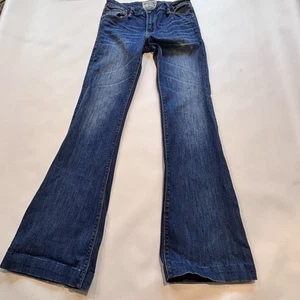 Jimmy Taverniti Jean Women Size 29 Flare Blue Distressed - Picture 1 of 12