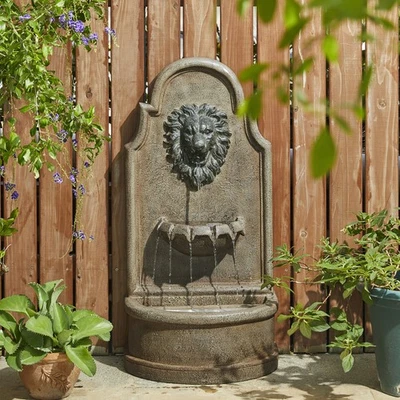 31" Freestanding Lionhead Fountain Outdoor Home Decor LED Lighting - Image 1 of 4