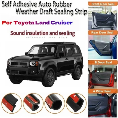 Tiras de sellado de goma para puerta moldura de reducción de ruido de viento de tiro para Toyota Land Cruiser Foto 1 de 4