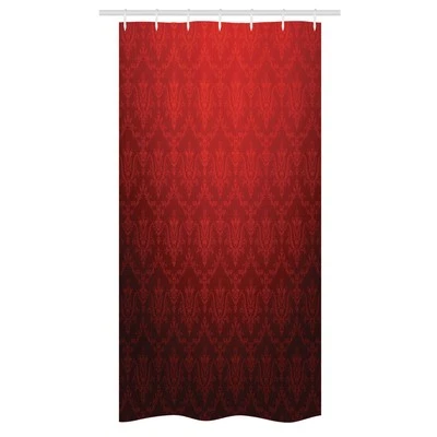 Dark Red Stall Shower Curtain Vintage Floral Style Ombre - Image 1 of 3