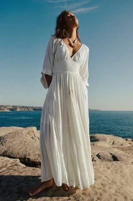 Maxi Vestido Free People Dixie XS 2 Para Mujer Informal Calado Cuello en V Largo NUEVO 45295 Foto 1 de 4