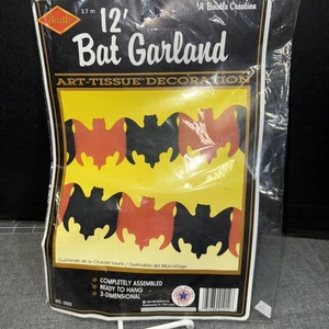 Vintage Sealed Beistle Halloween Bat Garland - 12 Feet - New in Package NOS - Picture 1 of 2