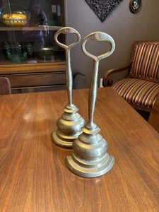 Vtg Brass 13” Handled Heavy Doorstop Door Porter - Picture 1 of 7