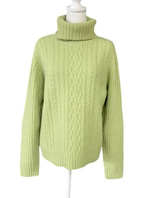 Suéter Deane & White para Mujer Grande Verde Cuello Alto Tejido con Cable Lana Mezcla de Angora Foto 1 de 4