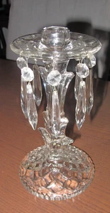 Very Pretty Vintage Crystal Candlestick Candle  Holder with Hanging prisms - Picture 1 of 7