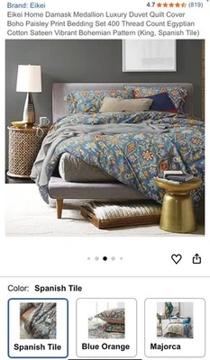 Hogar Damasco Medallón Lujo Edredón Edredón Cubierta Boho Paisley Estampado Ropa de Cama REY Foto 1 de 4