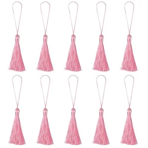6.5" Silky Bookmark Tassels with Loop for DIY Craft Accessory, 20Pcs Rose Pink - Picture 1 of 5