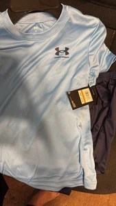 Size 7 Under Armour Horizon Blue Outfit With Pants And T-shirts - Picture 1 of 2