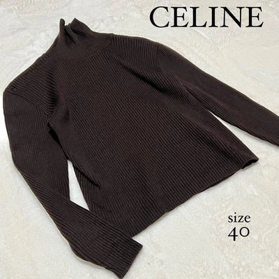 [Celine] suéter de punto cuello alto de lana ☆ apretado ☆ marrón oscuro ☆ talla L Foto 1 de 4