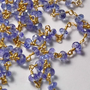 28 Gauge Gold Filled 4MM Tanzanite Gemstone Chain 12 INCH By the Foot - Picture 1 of 9