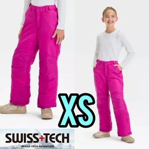 NEW SWISS TECH Girl's XSMALL PINK Snow Pants INSULATED Zip Pocket ADJUSTABLE - Picture 1 of 22