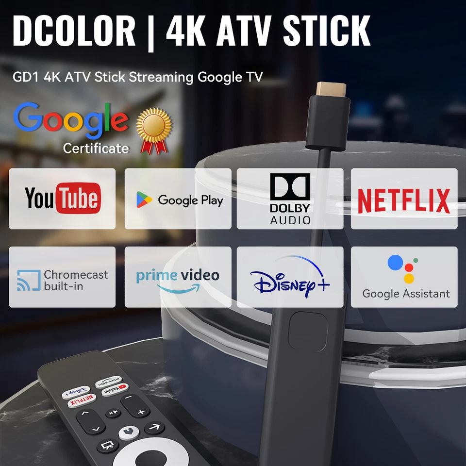 TV Stick Android 11.0 4K Google Certified Amlogic S905Y4 2+16GB BT5.0 Dual Wifi - image 1 of 4