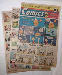 Cómics de periódico a color originales vintage 3 páginas divertidos 1968 Peanuts Nancy More - Imagen 1 de 8