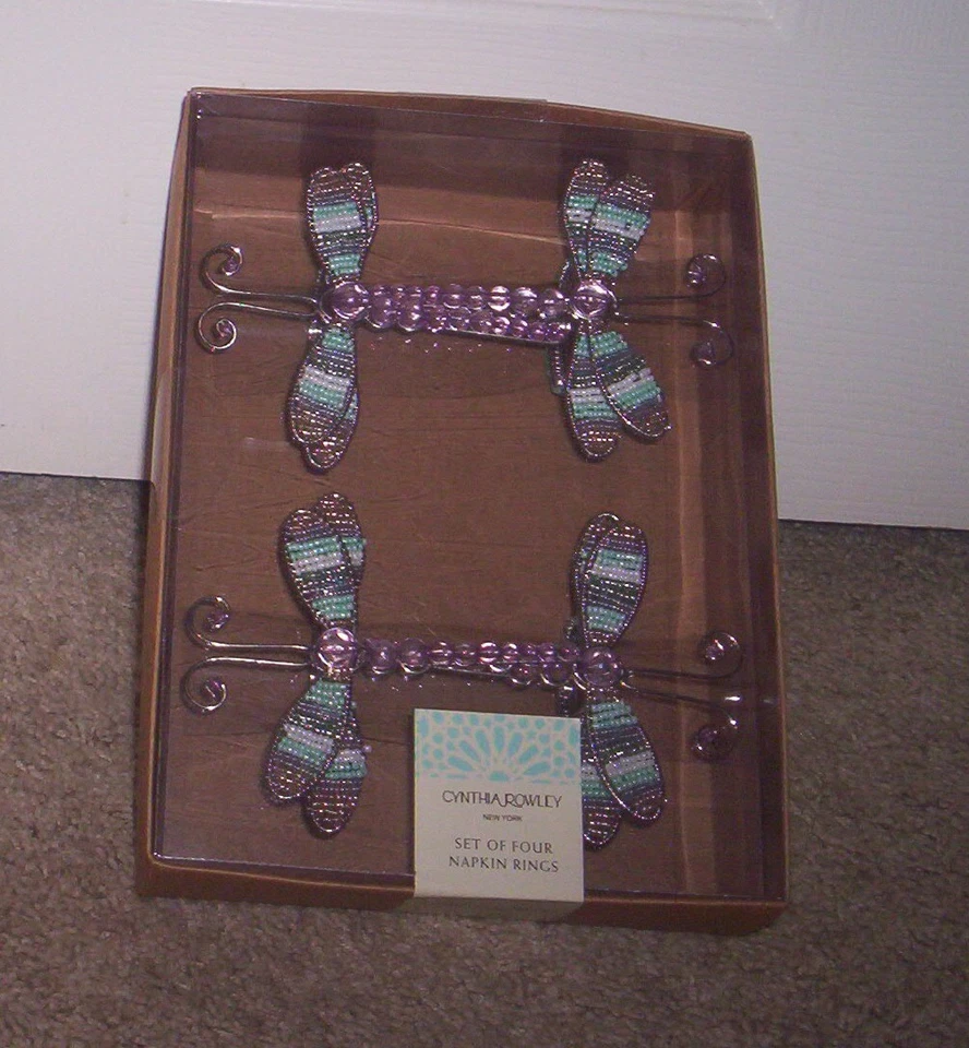 Anillos de servilleta con cuentas Cynthia Rowley LIBÉLULA NUEVO EN CAJA Foto 1 de 1