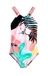 NWT~ Kanu Surf sz 12 Girls Jasmine Aria Beach one pc Swimsuit Coral Multi C27 - Picture 1 of 5