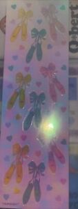 Vintage Amscan Opal Pearly Colorful Ballet Shoes Sticker Strip