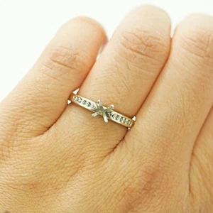 18K PLATINUM 4 PRONG ROUND CUT SOLITAIRE SEMI-MOUNT 6US - Picture 1 of 4