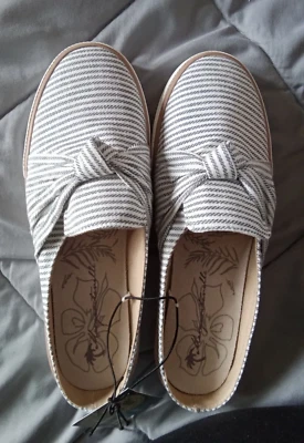 НОВЫЙ С ЯРЛЫКАМИ ЖЕНЩИН MARGARITAVILLE МУЛОВ СЕРЫЙ ПОЛОСКИ - Изображение 1 из 4