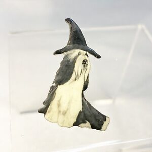 Sheep Dog Lapel Pin with Witches Hat