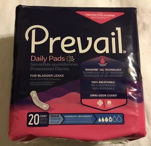 PREVAIL DAILY PADS: 20 COUNT, REGULAR-Moderate Absorbency (bladder Leaks) - Picture 1 of 2