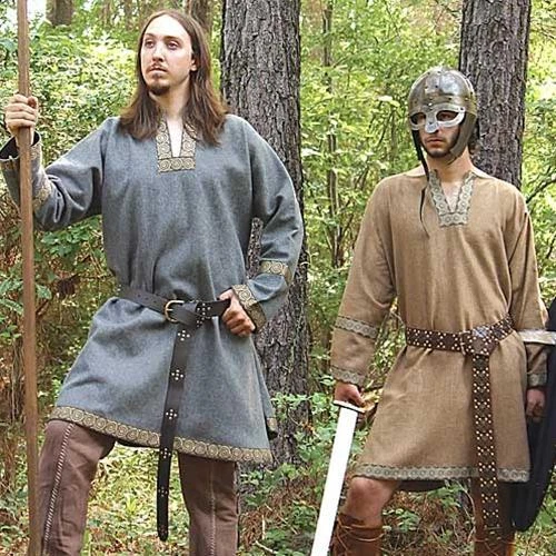VIKING Norseman NORMAN Saxon VIKING MEN's Gray Brown WOOL TUNIC SHIRT LARP New - Image 1 of 1