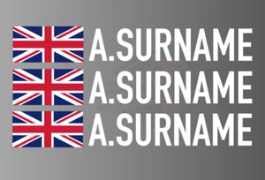 3 x Fahrer Namen Aufkleber - Rennwagen Motorsport Track Day Union Jack Flagge Grafik - Bild 1 von 1