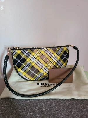 Bolso de hombro Burberry amarillo mini tartán Olympia Foto 1 de 4