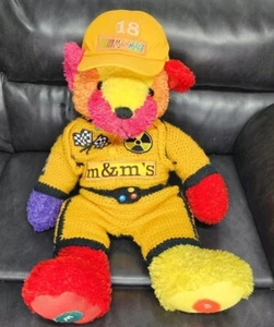 Kyle Busch #18 NASCAR M&M's Car Bear Crochet Sweater One Of A Kind Large 24" - Picture 1 of 13