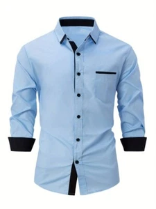 Men's Classic Long sleeve fashionable shirt. Sky-Blue, XL (42) - Picture 1 of 4