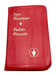 Gideons Pocket New Testament Psalms Proverbs Red Bible 1974 Mini Book - Imagen 1 de 7