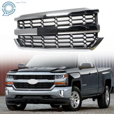 Front Upper Grille For Chevy Silverado 1500 2016 2017 2018 2019 84602489 Chrome Foto 1 de 4