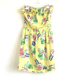 Hollister Floral Strapless Babydoll Mini Dress Ruffled M Sun Dress Smocked Waist - Picture 1 of 11