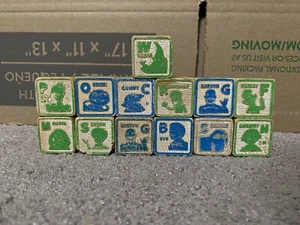 Vintage Playskool Wooden Blocks Sesame Street 1970s 13 pieces - Picture 1 of 8