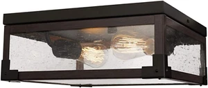 Electric 65917 2-Light Flush Mount Ceiling Light, Dark Bronze, Dark Wood Finish - Picture 1 of 6