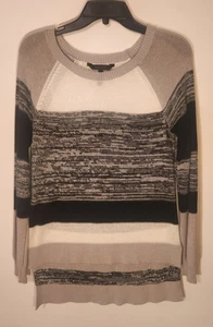 bcbg max azria Lightweight Sweater Top Tan Black White Womens Small - Picture 1 of 10