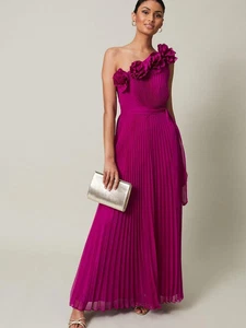 Phase Eight Collection 8 Purple Minnie One Shoulder Pleated Maxi Dress - no belt - Picture 1 of 6