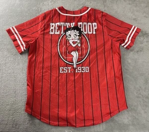 Betty Boop Damen XL Mesh Baseball Style Trikot rot Knopfleiste Kurzarm - Bild 1 von 11