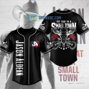 Try That In A Small Town Jason Aldean Black Design Baseball Jersey - Picture 1 of 3