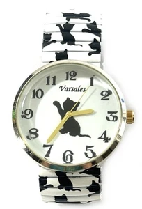 Versales Woman's Watch 40MM Cat White Black Dial Expandable Band 6" New Battery - Picture 1 of 5