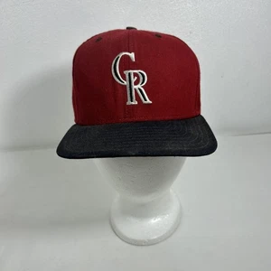 Vtg Colorado Rockies Hat Cap SnapBack pro model USA Red Black MLB New Era 90s - Picture 1 of 8