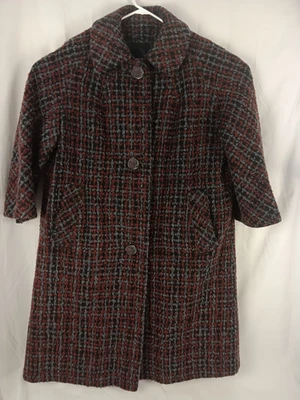 VTG Tweed Houndstooth Coat Red Women's size L - Image 1 of 4