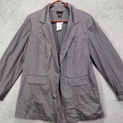 Blazer Lane Bryant Mujer 16 Gris 1 Botón Abrigo Chaqueta Oficina Bolsillo Damas NUEVO Foto 1 de 4