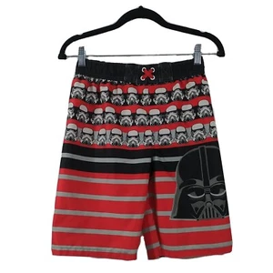 Star Wars Swim Trunks Size Large Boys Storm Trooper Darth Vader Red Black Stripe - Picture 1 of 7