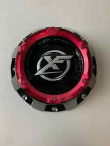 XF OFF-ROAD C-969-4 Gloss Black w/Red Top Wheel Center Cap - Picture 1 of 3