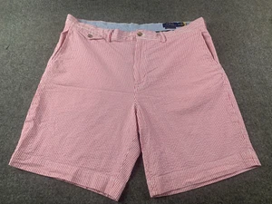 Polo Ralph Lauren Classic Fit Mens Stretch Seersucker Shorts Size 36 Pink/White - Picture 1 of 9